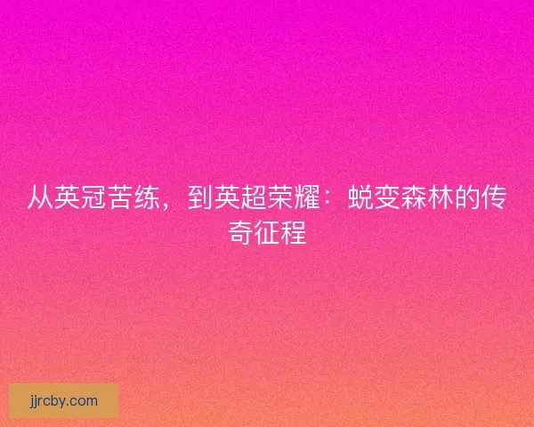 从英冠苦练，到英超荣耀：蜕变森林的传奇征程